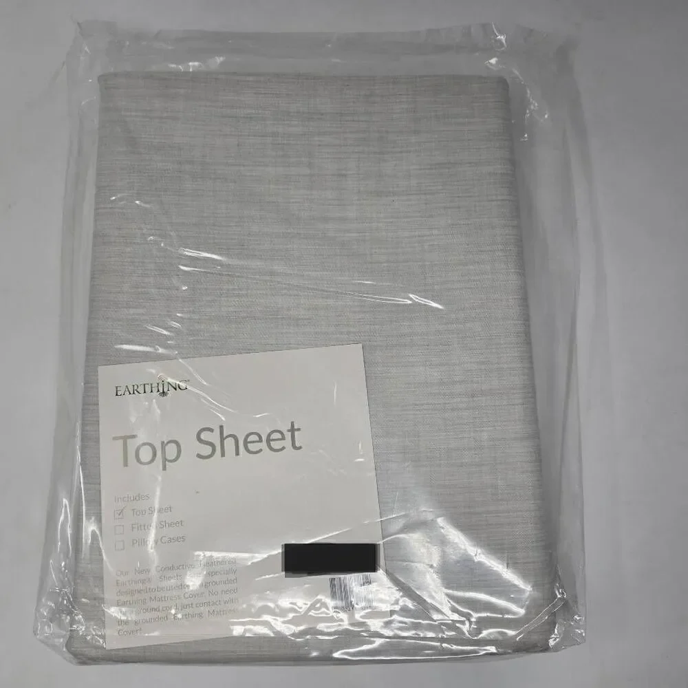 EARTHING GROUNDING BEIGE FLAT BED SHEET 98% COTTON 2% AGFLEX SILVER SIZE TWIN